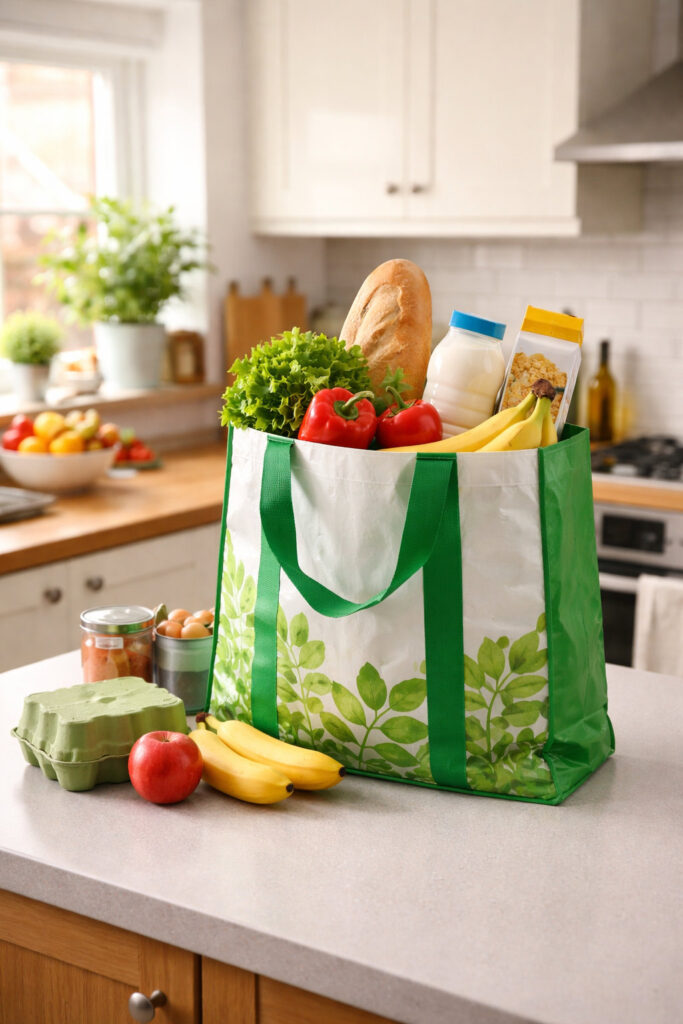 A bag of groceries delivered to your home by Thom Richardson Trading